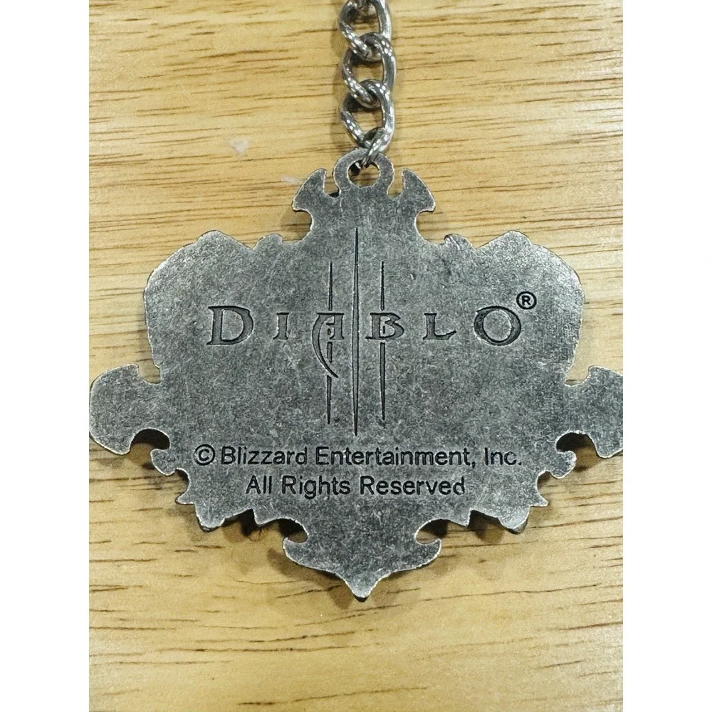 Diablo Blizzard Entertainment Metal Keychain Silver Demon Emblem Gaming Charm
